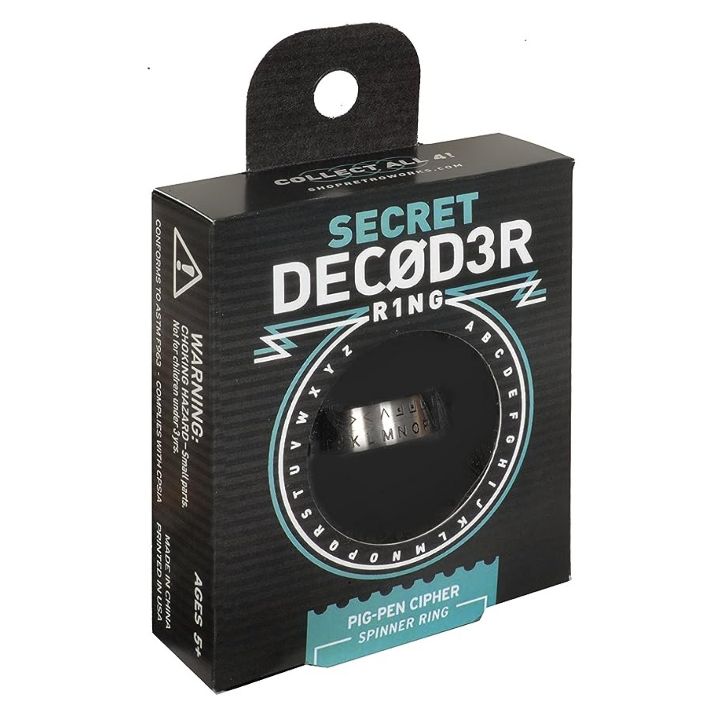 Pig-Pen Cipher Spinner Ring
