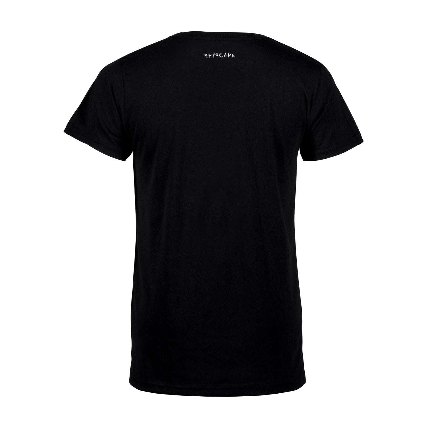 SPYSCAPE Question Everything Black - T-shirt - back of t-shirt with SPYSCAPE print at the top