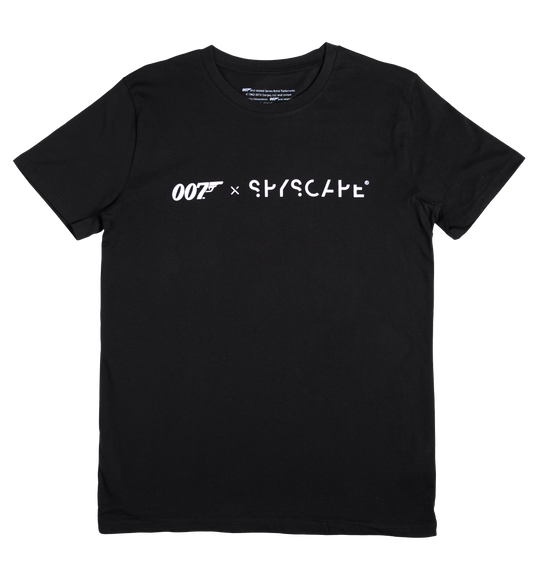007 x SPYSCAPE T-Shirt - Front view of black 007 x Spyscape T-shirt Small