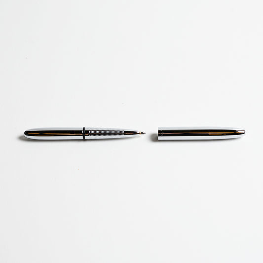 Fisher Bullet Pen - View of Chrome Fisher Bullet Space Pen of box with lid off