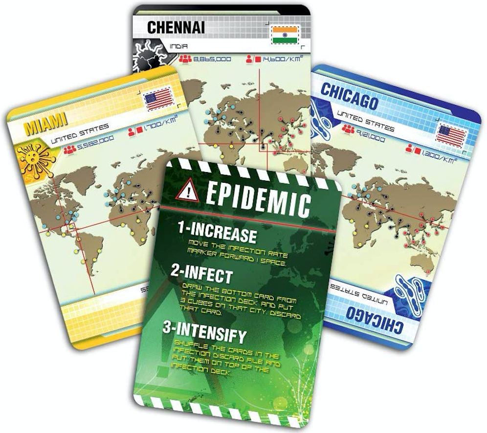 Pandemic - Close up of board game cards