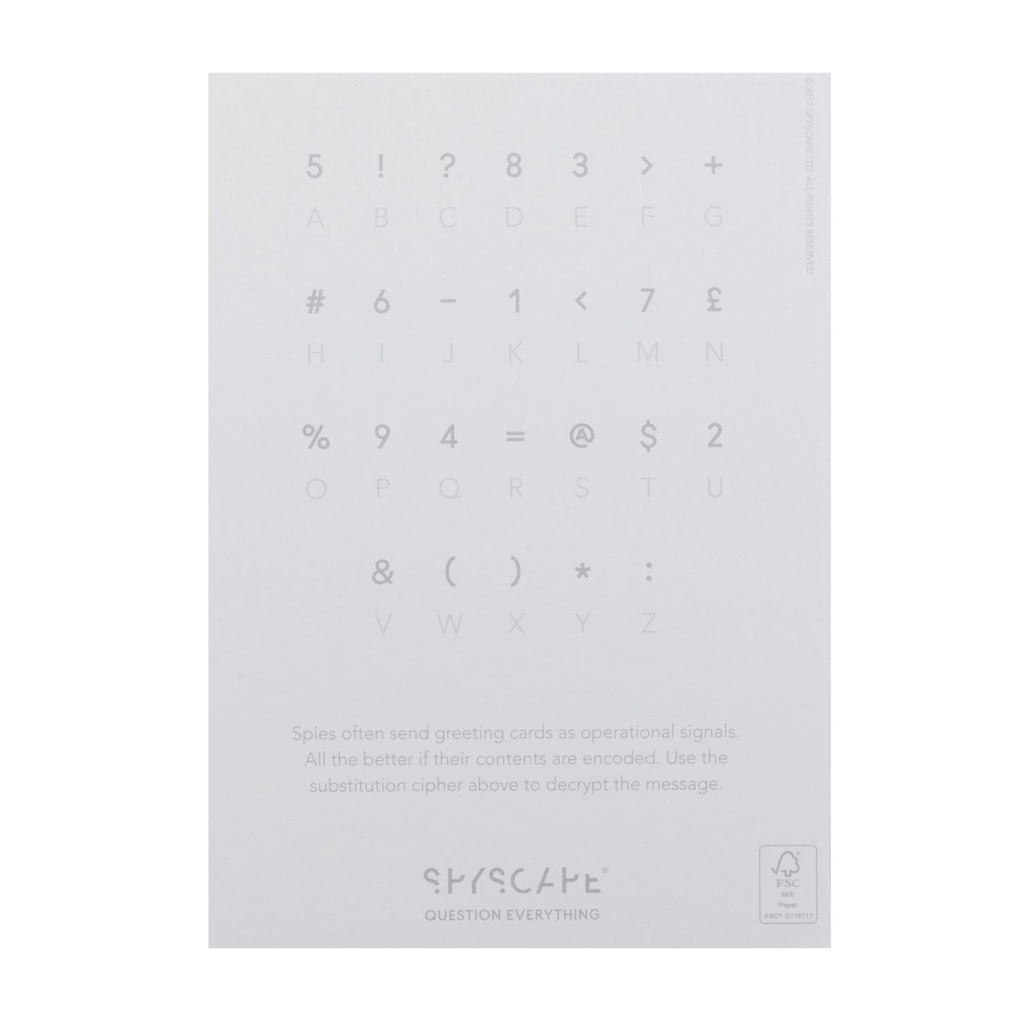 SPYSCAPE Thank You Cipher Greeting Card -