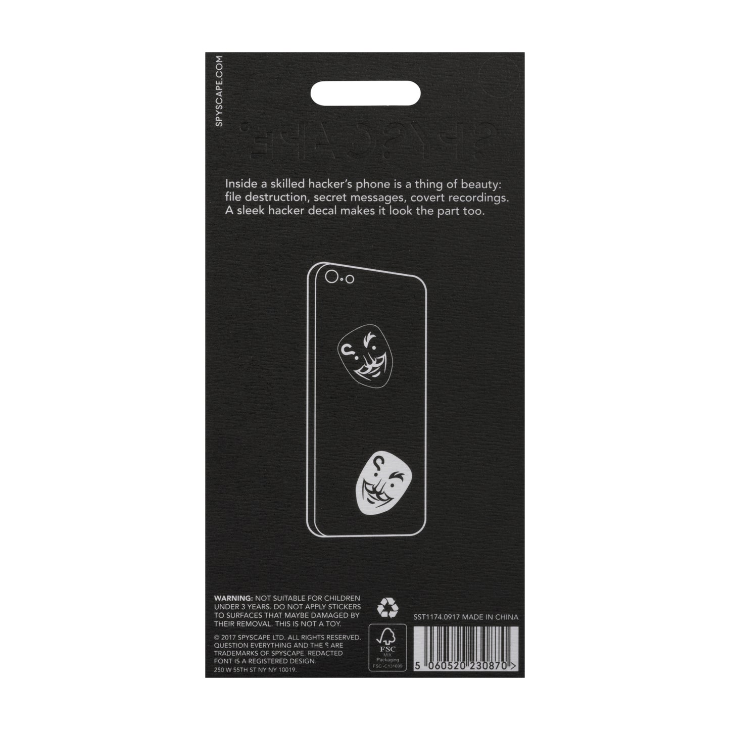 SPYSCAPE Hacker Face Phone Decal Set -