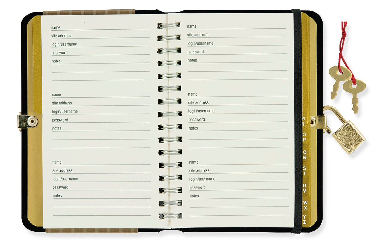 Locking Internet Address & Password Logbook -