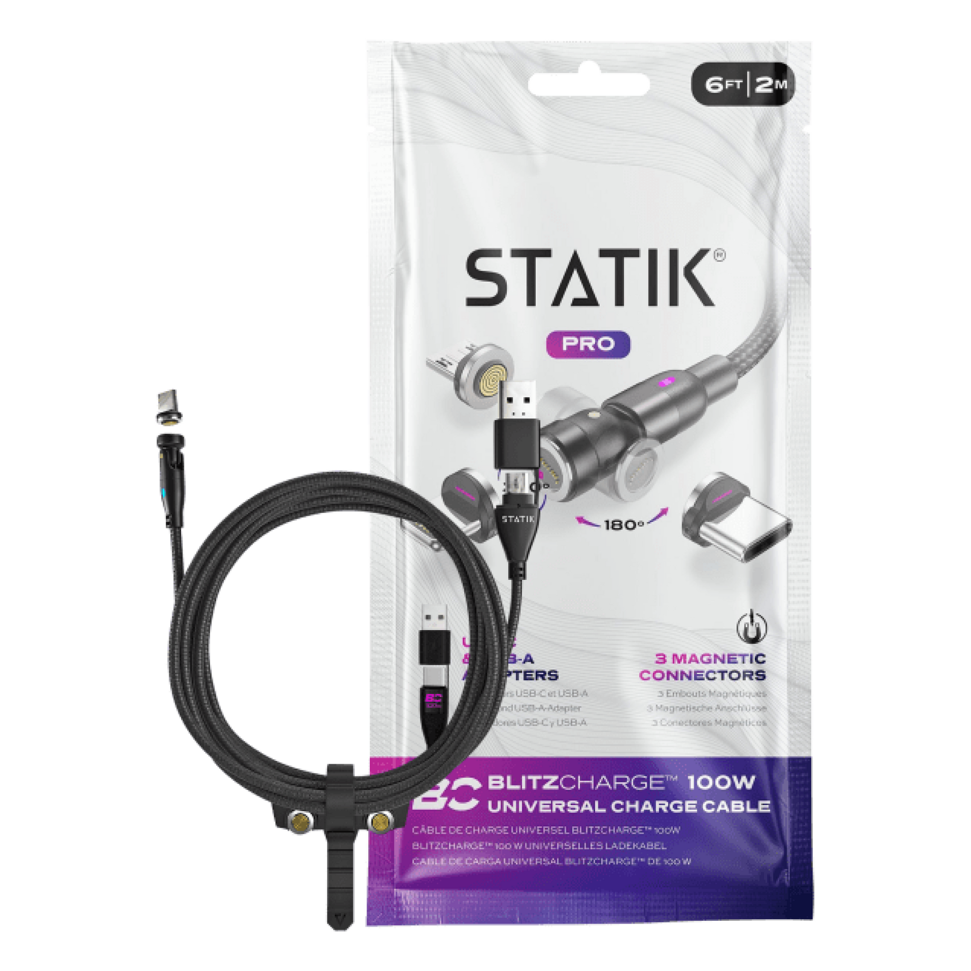 Statik 360 Pro Cable De Carga Magnética 100w Fast Charge Tip