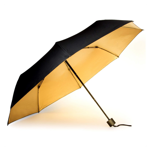 Black and Gold Compact Umbrella – Sunshine On A Rainy Day