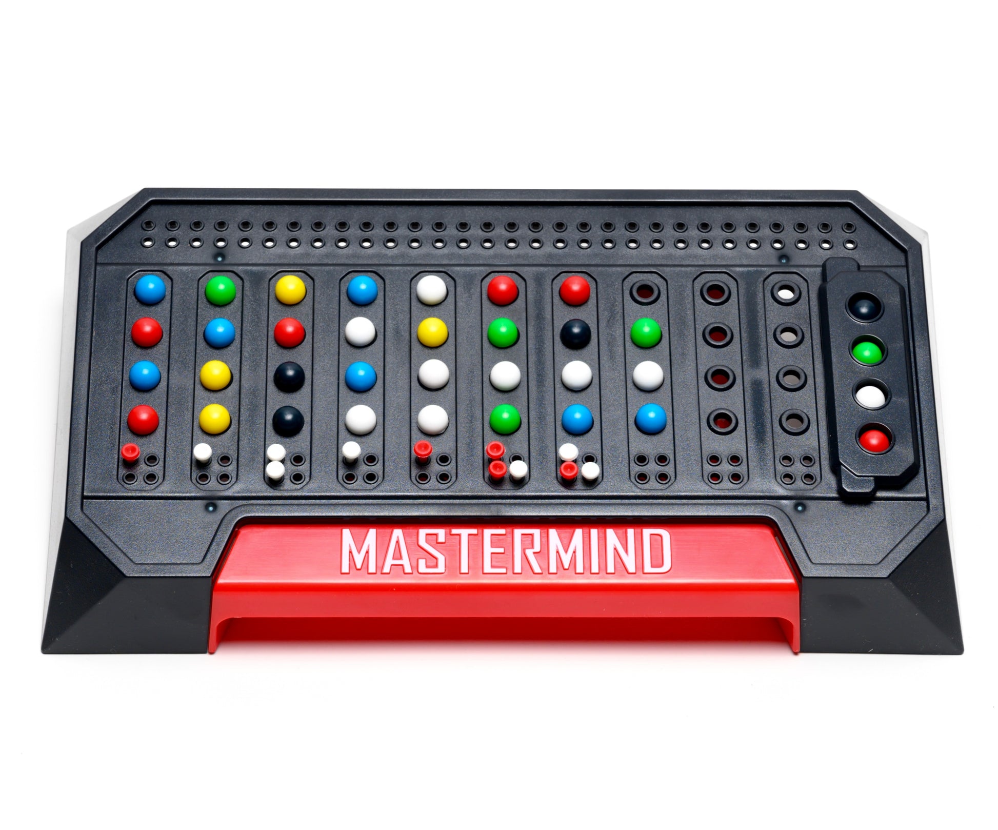 Mastermind game board. Two player game. Codebreaker vs codemaker.